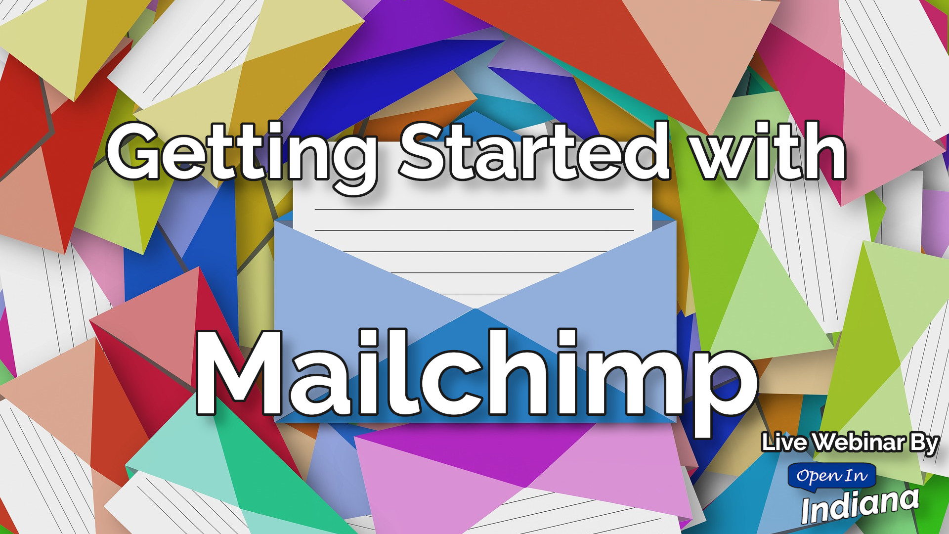A pile of letters and envelopes with the text 'Getting Started with Mailchimp'