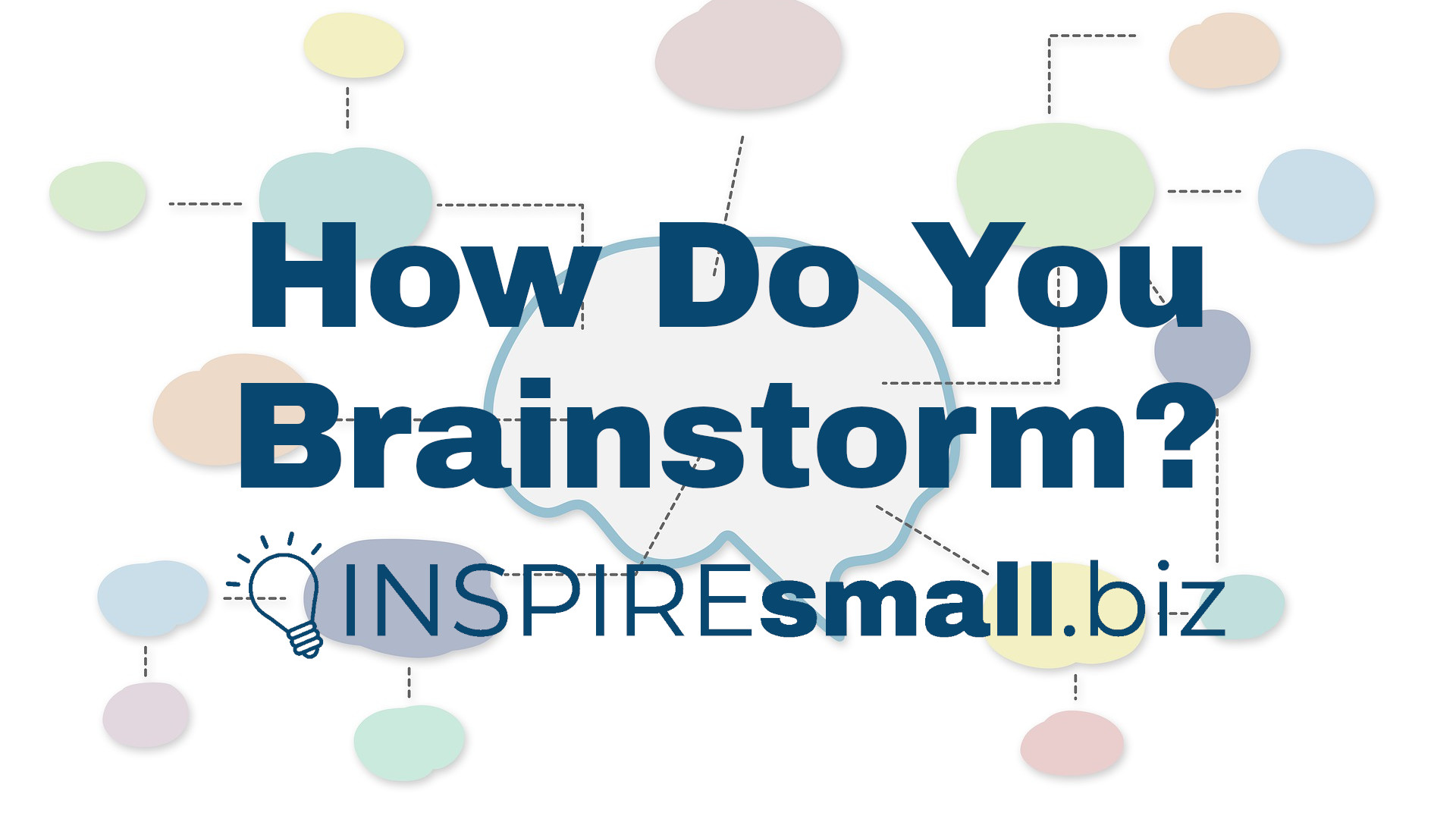 How Do You brainstorm? INSPIREsmall.biz over a background image of a mind map.