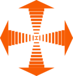 Orange arrows pointing in 4 directions: up, right, down, and left